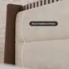 Picture of Modern Queen Walnut Platform Bed with Boucle Headboard Pillows