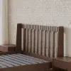 Picture of Modern Queen Walnut Platform Bed with Boucle Headboard Pillows
