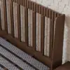 Picture of Modern Queen Walnut Platform Bed with Boucle Headboard Pillows