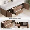 Modern 59" Walnut Floating Double Bathroom Vanity with Sintered Stone Top and Sink – Silver Handles