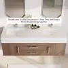 Modern 59" Walnut Floating Double Bathroom Vanity with Sintered Stone Top and Sink – Silver Handles