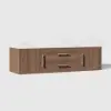 Modern 59" Walnut Floating Double Bathroom Vanity with Sintered Stone Top and Sink – Silver Handles