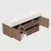 Modern 59" Walnut Floating Double Bathroom Vanity with Sintered Stone Top and Sink – Silver Handles