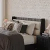 Modern Queen Black Platform Bed with Boucle Headboard Pillows