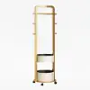 Picture of Coat Rack Stand with 2 Trays Saddle Leather Hall Tree – 52cm