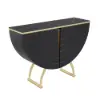 Modern Gold Console Table Sintered Stone Top Entryway Storage Cabinet with Doors – Black