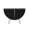 Modern Gold Console Table Sintered Stone Top Entryway Storage Cabinet with Doors – Black