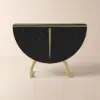 Modern Gold Console Table Sintered Stone Top Entryway Storage Cabinet with Doors – Black