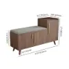 Black Walnut Wooden Shoe Storage Bench with Right-Side Cabinet for Entryway (1200mm)