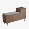 Black Walnut Wooden Shoe Storage Bench with Right-Side Cabinet for Entryway (1200mm)