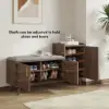 Black Walnut Wooden Shoe Storage Bench with Right-Side Cabinet for Entryway (1200mm)