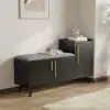 Picture of Black Wooden Shoe Storage Bench with Right-Side Cabinet for Entryway (1200mm)