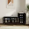 Picture of Black Wooden Shoe Storage Bench with Right-Side Cabinet for Entryway (1200mm)