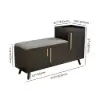 Picture of Black Wooden Shoe Storage Bench with Right-Side Cabinet for Entryway (1200mm)