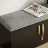 Picture of Black Wooden Shoe Storage Bench with Right-Side Cabinet for Entryway (1200mm)