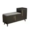 Picture of Black Wooden Shoe Storage Bench with Right-Side Cabinet for Entryway (1200mm)