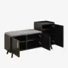 Picture of Black Wooden Shoe Storage Bench with Right-Side Cabinet for Entryway (1200mm)