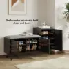 Picture of Black Wooden Shoe Storage Bench with Right-Side Cabinet for Entryway (1200mm)