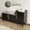 Picture of Black Wooden Shoe Storage Bench with Right-Side Cabinet for Entryway (1200mm)