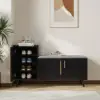 1200mm Black Wooden Shoe Storage Bench with 3 Doors & 5 Shelves for Entryway