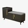 1200mm Black Wooden Shoe Storage Bench with 3 Doors & 5 Shelves for Entryway