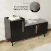 1200mm Black Wooden Shoe Storage Bench with 3 Doors & 5 Shelves for Entryway