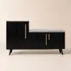 1200mm Black Wooden Shoe Storage Bench with 3 Doors & 5 Shelves for Entryway