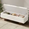 Teddy Fabric Fluffy Faux Fur Flip Top Wood Storage Bench – White – AUD-H2057