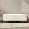 Teddy Fabric Fluffy Faux Fur Flip Top Wood Storage Bench – White – AUD-H2057