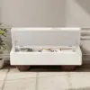 Teddy Fabric Fluffy Faux Fur Flip Top Wood Storage Bench – White – AUD-H2057