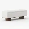 Teddy Fabric Fluffy Faux Fur Flip Top Wood Storage Bench – White – AUD-H2057