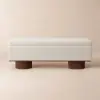 Teddy Fabric Fluffy Faux Fur Flip Top Wood Storage Bench – White – AUD-H2057