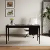 Mid-Century Modern 140 cm Rectangular Black Ash Wood Desk with 3 Drawers