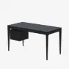 Mid-Century Modern 140 cm Rectangular Black Ash Wood Desk with 3 Drawers