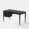 Mid-Century Modern 140 cm Rectangular Black Ash Wood Desk with 3 Drawers