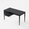 Mid-Century Modern 140 cm Rectangular Black Ash Wood Desk with 3 Drawers