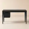 Mid-Century Modern 140 cm Rectangular Black Ash Wood Desk with 3 Drawers