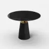 Modern 990 mm Round Glossy Sintered Stone Dining Table with Leather-Wrapped Base, Seats 2