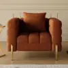 Axial Boucle Upholstered Accent Chair in Gold Finish – Aurora – AUD-H2061