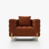 Axial Boucle Upholstered Accent Chair in Gold Finish – Aurora – AUD-H2061