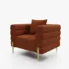 Axial Boucle Upholstered Accent Chair in Gold Finish – Aurora – AUD-H2061