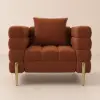 Axial Boucle Upholstered Accent Chair in Gold Finish – Aurora – AUD-H2061