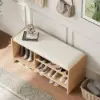1010mm Wood Shoe Storage Entryway Bench Leather Upholstered – AUD-H2063