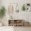 1010mm Wood Shoe Storage Entryway Bench Leather Upholstered – AUD-H2063