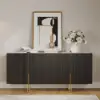 Grovyn 1600mm Buffet Sideboard Sintered Stone Top Black Fluted with Adjustable Shelves
