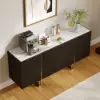 Grovyn 1600mm Buffet Sideboard Sintered Stone Top Black Fluted with Adjustable Shelves