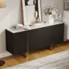 Grovyn 1600mm Buffet Sideboard Sintered Stone Top Black Fluted with Adjustable Shelves