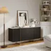 Grovyn 1600mm Buffet Sideboard Sintered Stone Top Black Fluted with Adjustable Shelves
