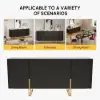 Grovyn 1600mm Buffet Sideboard Sintered Stone Top Black Fluted with Adjustable Shelves