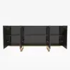 Grovyn 1600mm Buffet Sideboard Sintered Stone Top Black Fluted with Adjustable Shelves
